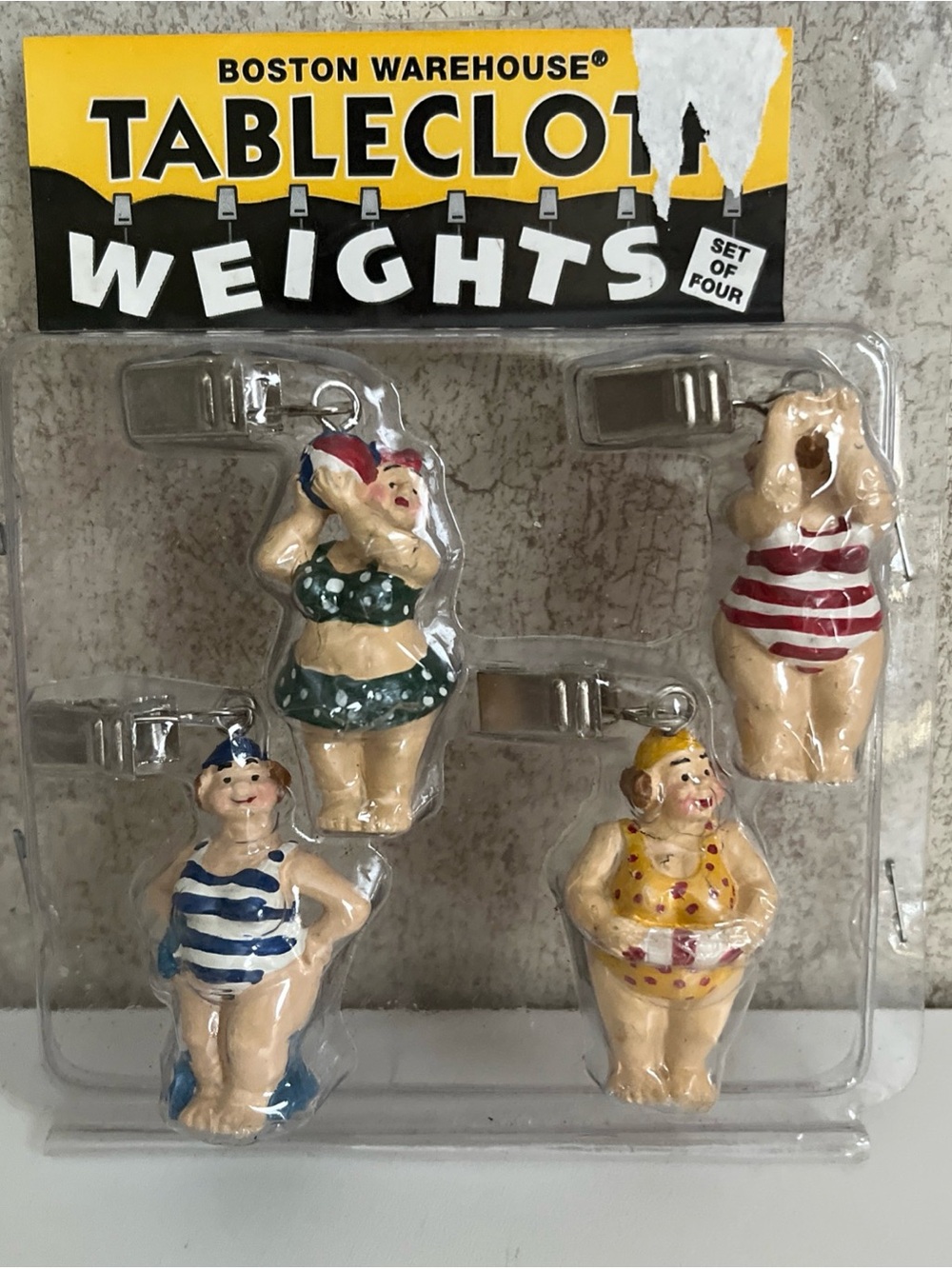 Vintage Boston Warehouse Multicolor Bathing Beauty Tablecloth Clips (Set of 4)